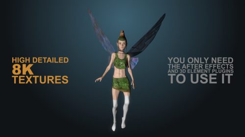 Fairy pre animated 3D model for After Effects